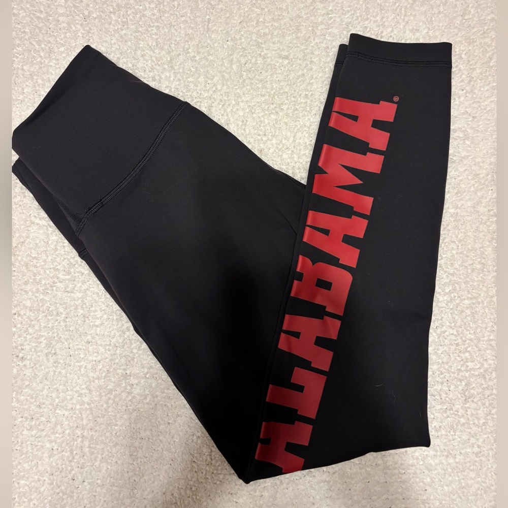 Black Lululemon Leggings with Red 'Alabama' Print
